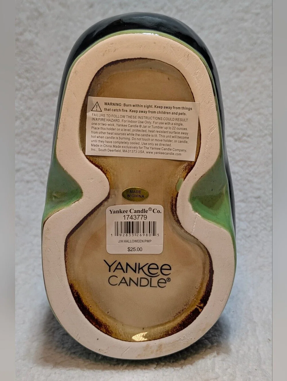 Yankee Candle Green Black Halloween Witch Boot Jar Candle Holder Ceramic Vase
